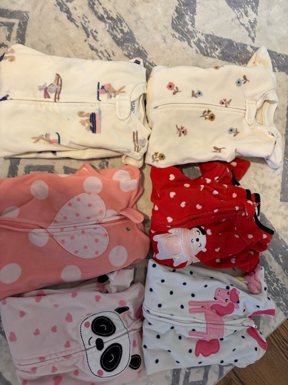 Lot of 6 fleece zip Sleepers, 3 never worn